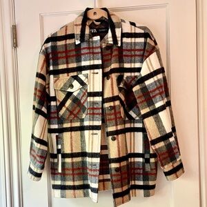 Zara Oversized Plaid Flannel Shacket XS